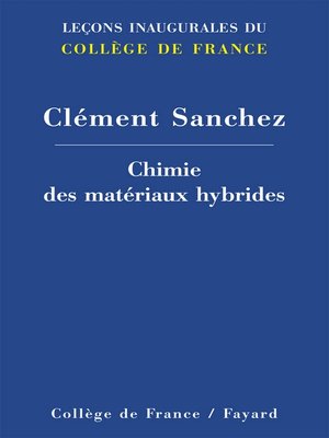 cover image of Chimie des matériaux hybrides